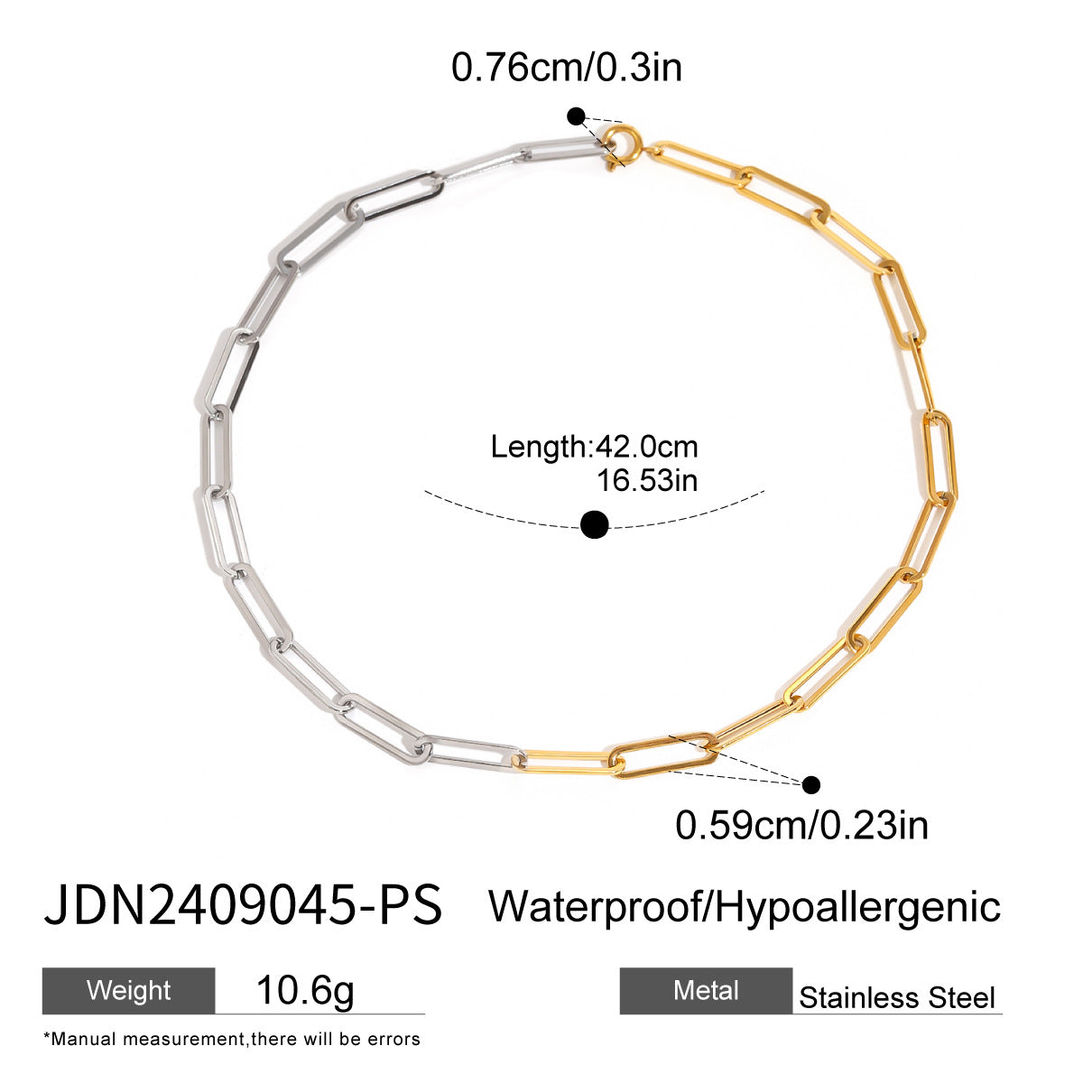 Stainless Steel Color Block Necklace Collarbone Chain Plain Circle Chain Jewelry