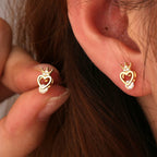 SE0271 Crown Heart Earrings for Women925Sterling Silver Ear Piercing Earrings Design Sense Ear Jewelry