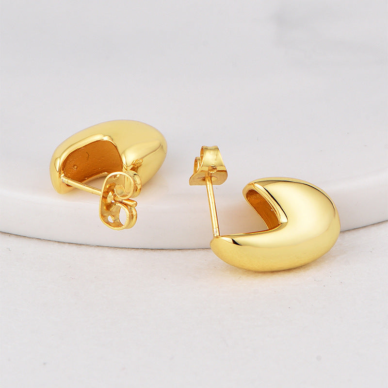 Gold-Plated Brass Vintage-Inspired Earrings with Minimalist Detail for boutique wholesale jewelry collections