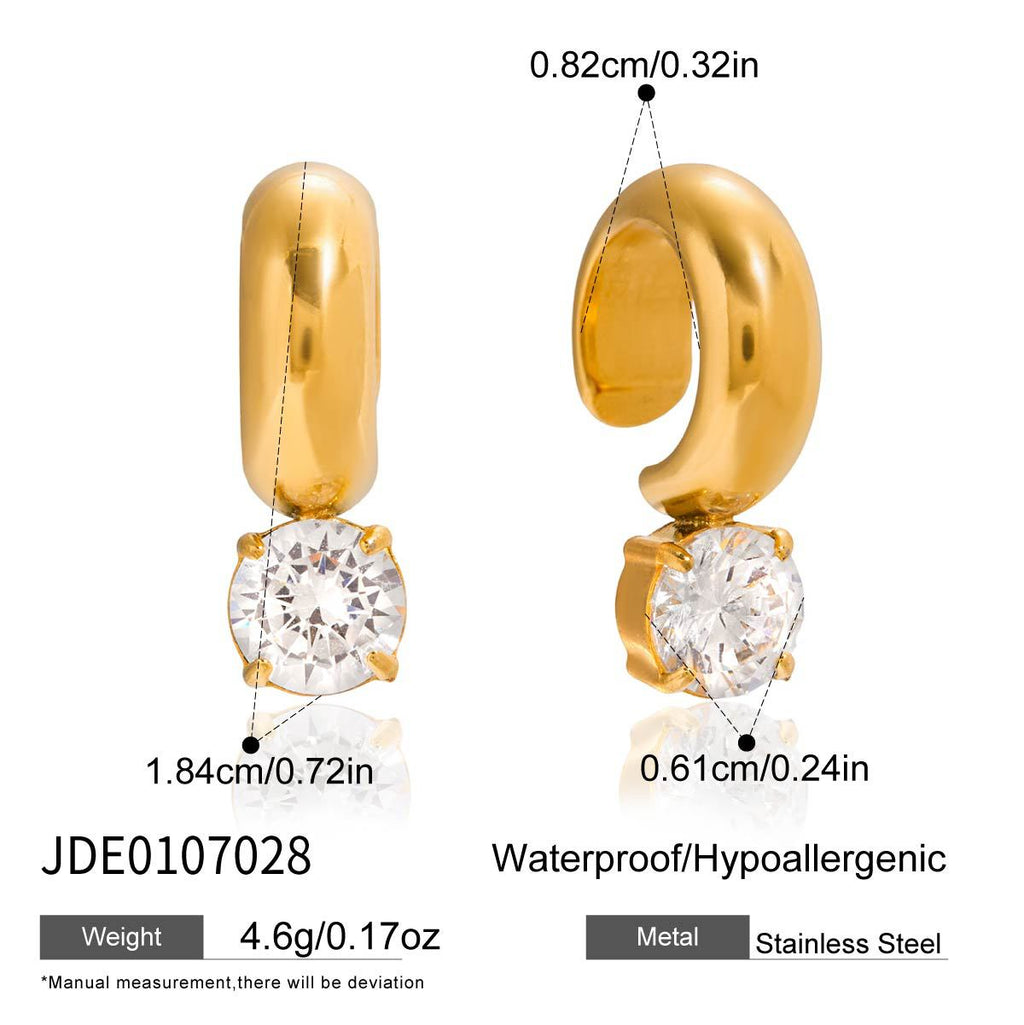Zircon Earrings Ear Clips Non-Fading Ear Jewelry Stainless Steel Accessories for Women