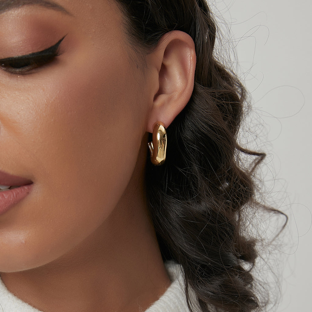 E0545 New Retro Irregular Large C Fashionable Large Hoop Earrings for Women