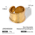 Hammered 18K Gold-Tone Stainless Steel Open Ring featuring textured and a gold-tone finish