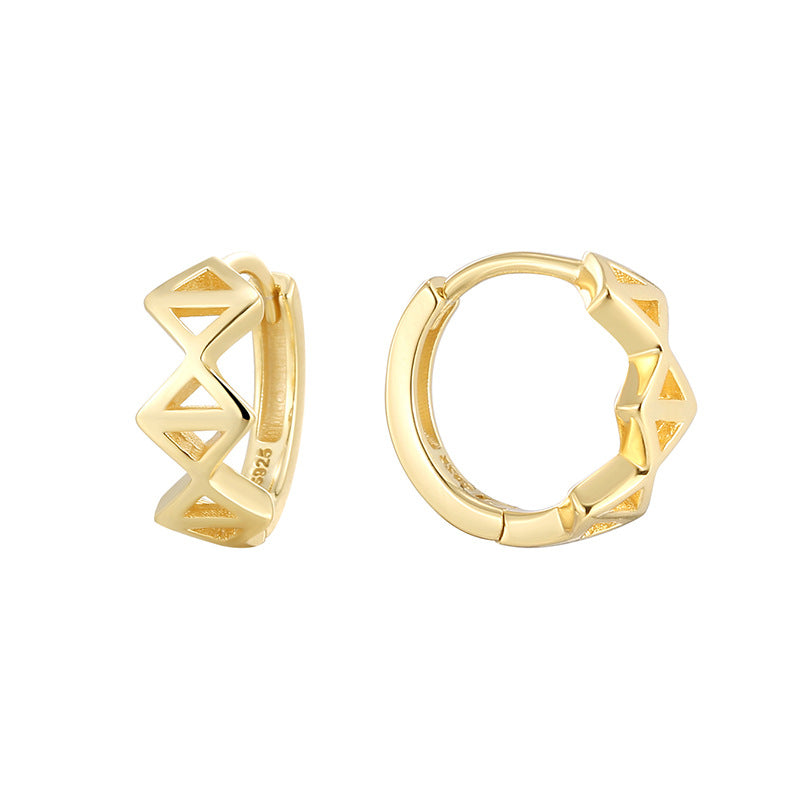 SE0105 S925Silver plating14K Gold French Style Geometric Square Hollow Earrings for Women Minimalist Ear Jewelry