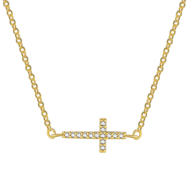 N0249 Simple Design Necklace for Women Fashionable Elegant Cross Zircon Choker