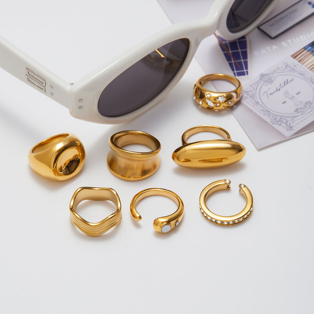 Natural Stone Ring Non-Fading Jewelry ring Stainless Steel Jewelry