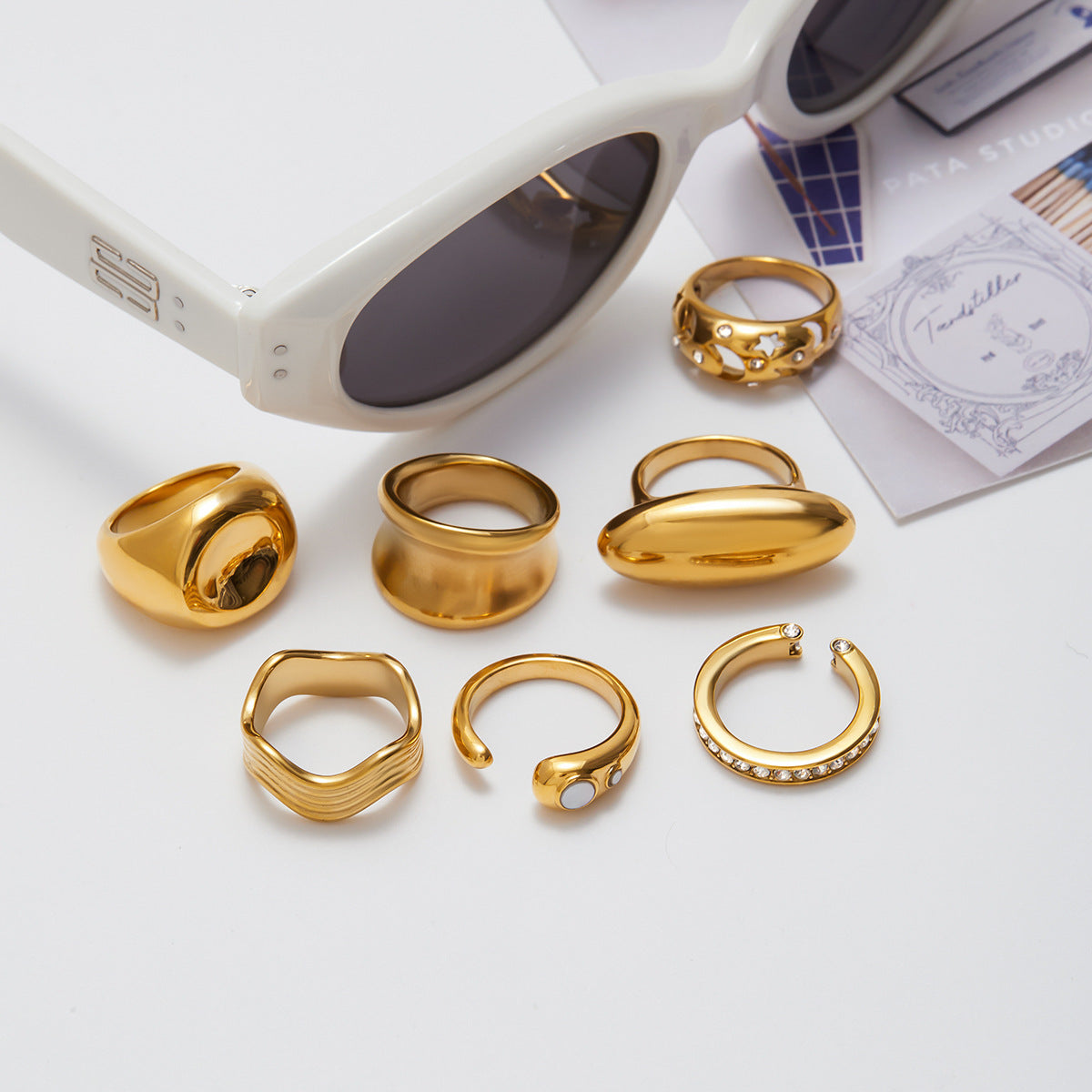 Natural Stone Ring Non-Fading Jewelry ring Stainless Steel Jewelry