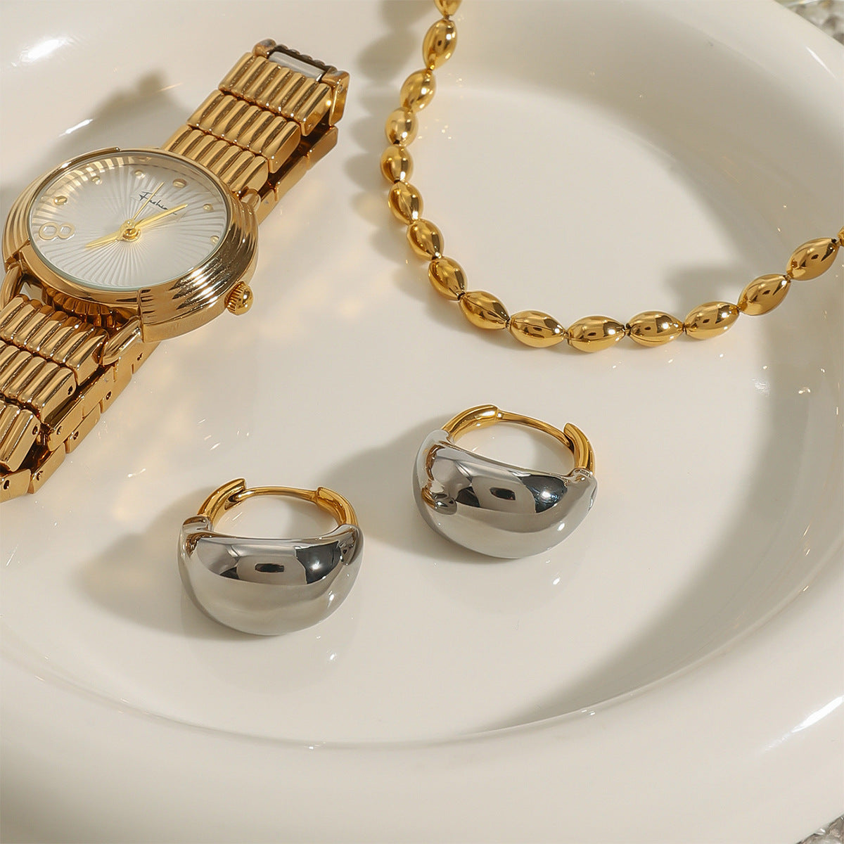 Stainless Steel Color Block Geometric Earrings Studs Ear Jewelry earrings