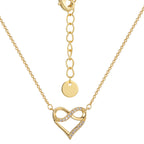 N0016 Japanese and Korean Elegant Luxury Design Hollow Heart Zircon Necklace for Women Infinity Symbol Pendant