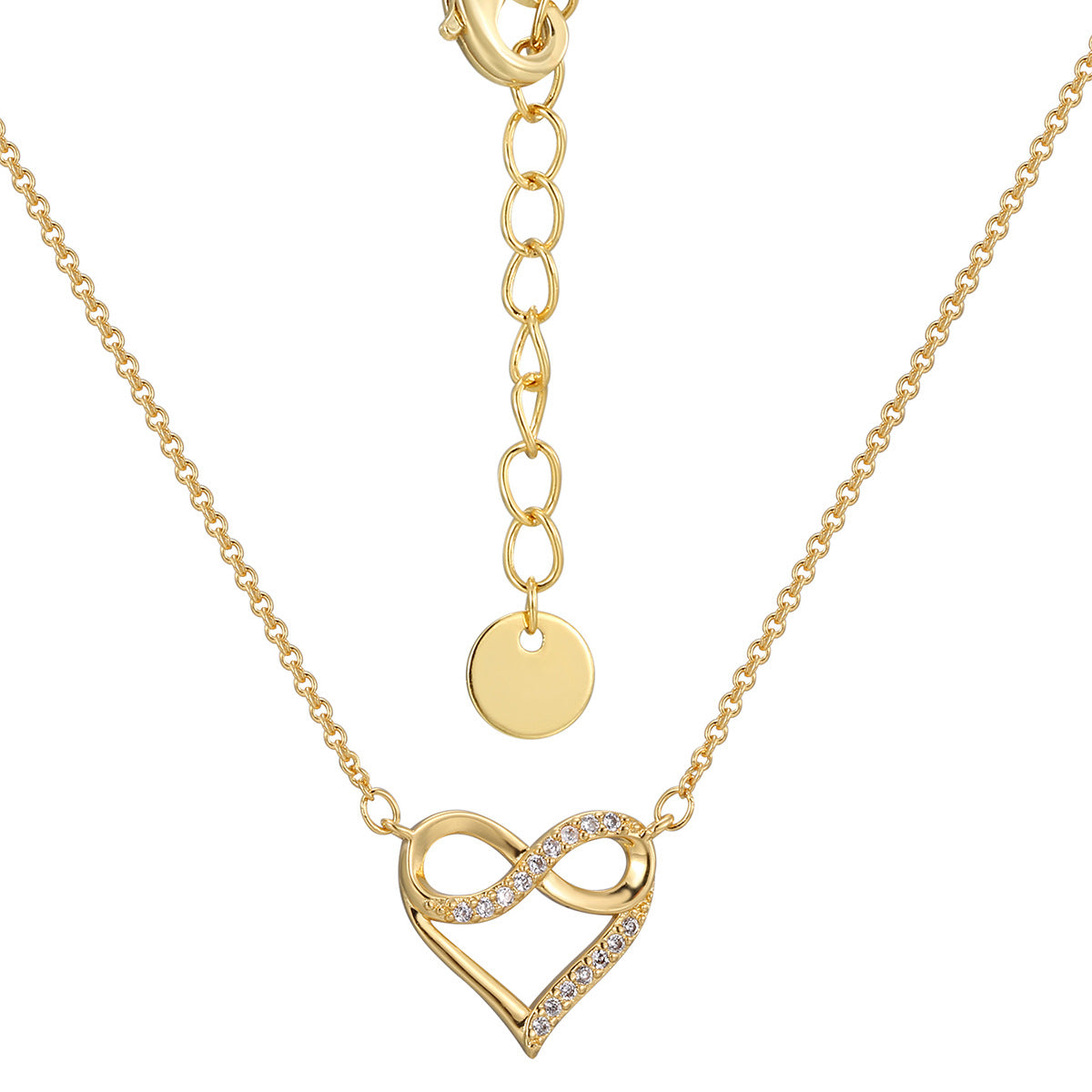 N0016 Japanese and Korean Elegant Luxury Design Hollow Heart Zircon Necklace for Women Infinity Symbol Pendant