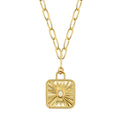 Gold-Plated Brass Sun Opal Pendant Necklace with gold-tone brass construction