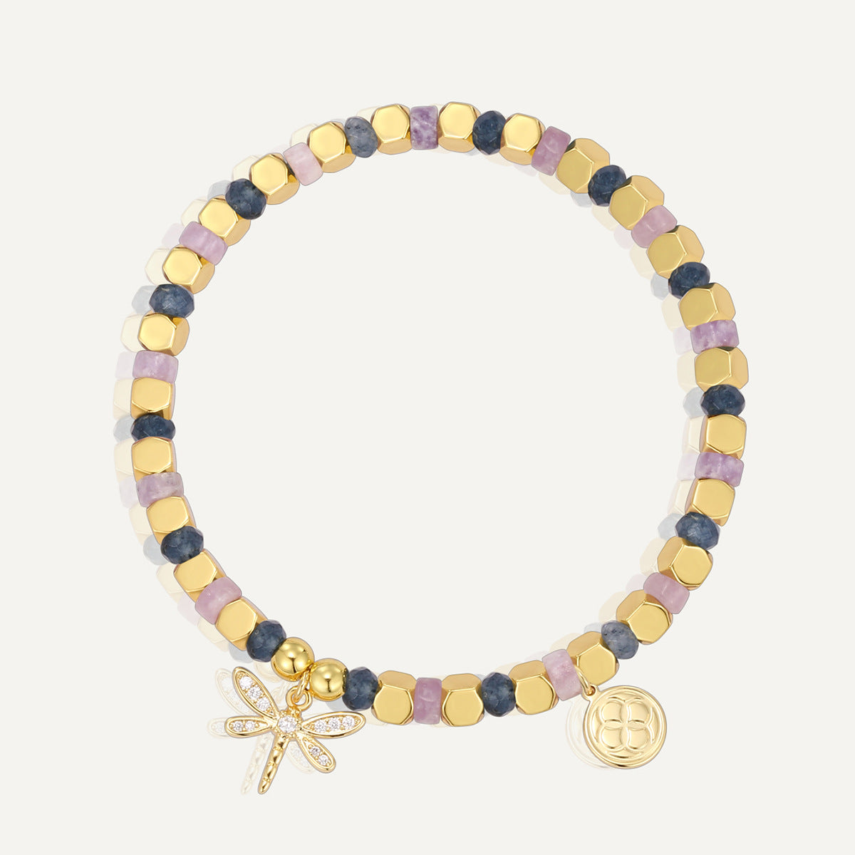 B0291 Vacation Ocean Dragonfly Inlaid Zircon Beaded Bracelet