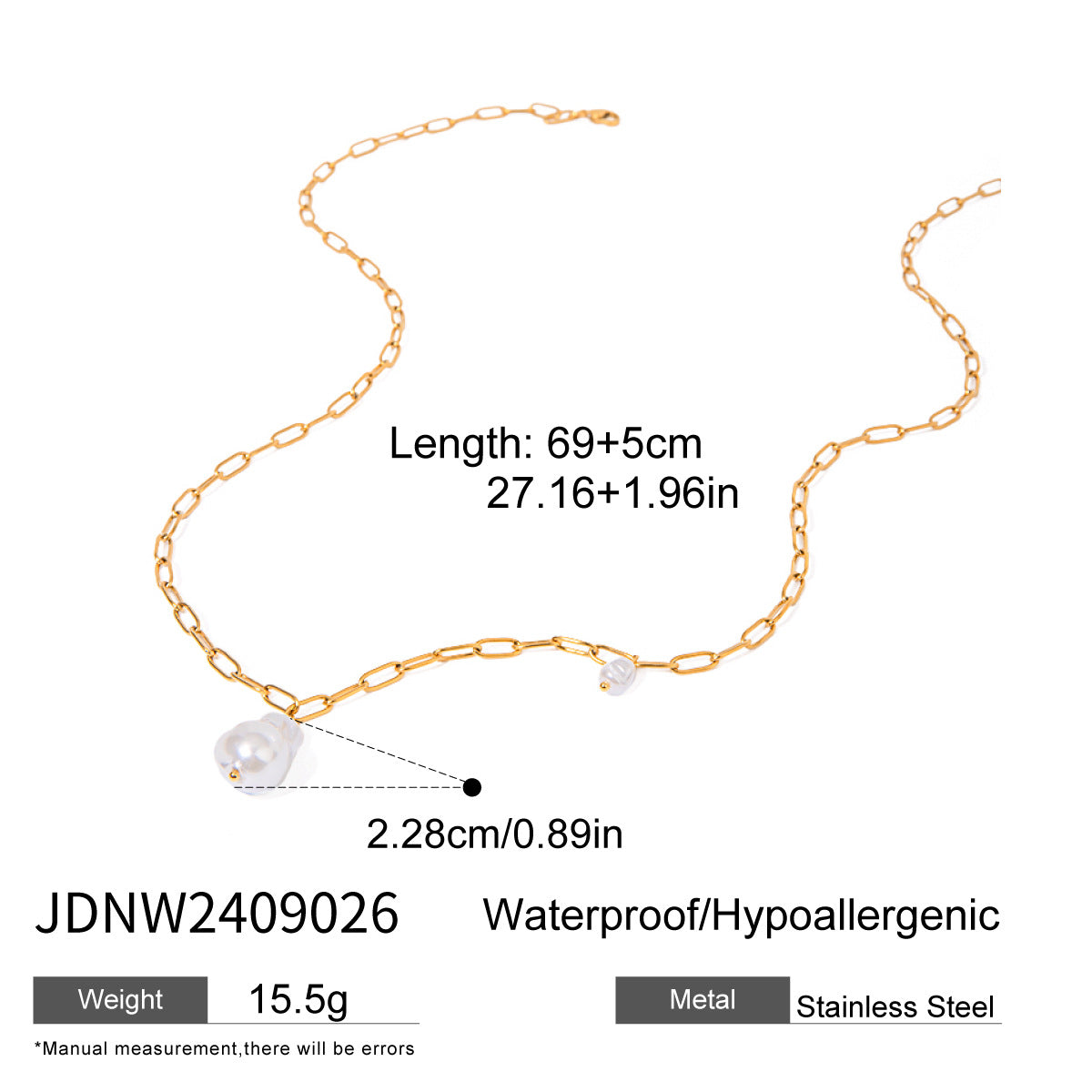 2H Stainless Steel Heart Necklace Simple Earrings Non-Fading Jewelry for Women