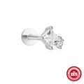 Star Geometric Stud 925 Sterling Silver Earrings — front view — alternate angle 2 — jewelry finish and design detail
