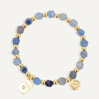 B0267 Fashion Book Zircon Engraved Beaded Aquamarine Bracelet