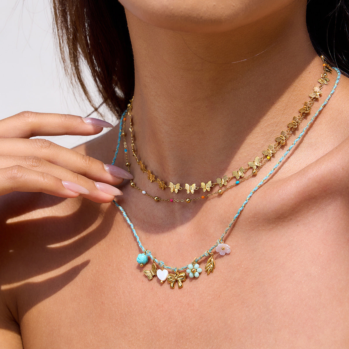 2H Stainless Steel Necklace Simple Jewelry Collarbone Chain Non-Fading Accessories