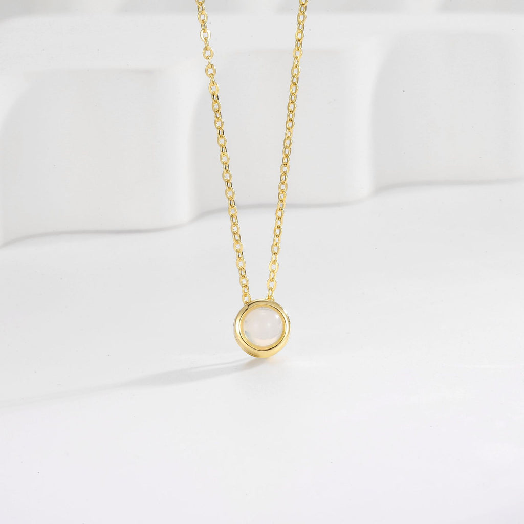 S925 Silver Minimalist Round Necklace With Collarbone Chain Pendant