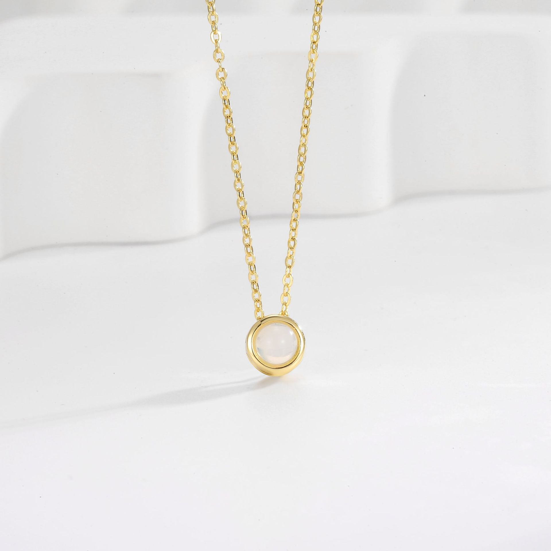S925 Silver Minimalist Round Necklace With Collarbone Chain Pendant