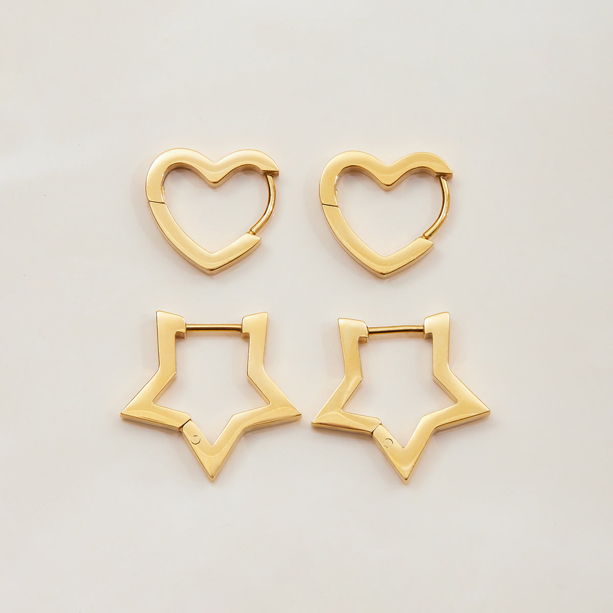 Stainless Steel Heart Earrings for Women Five-Pointed Star Stud Earrings Jewelry Accessories