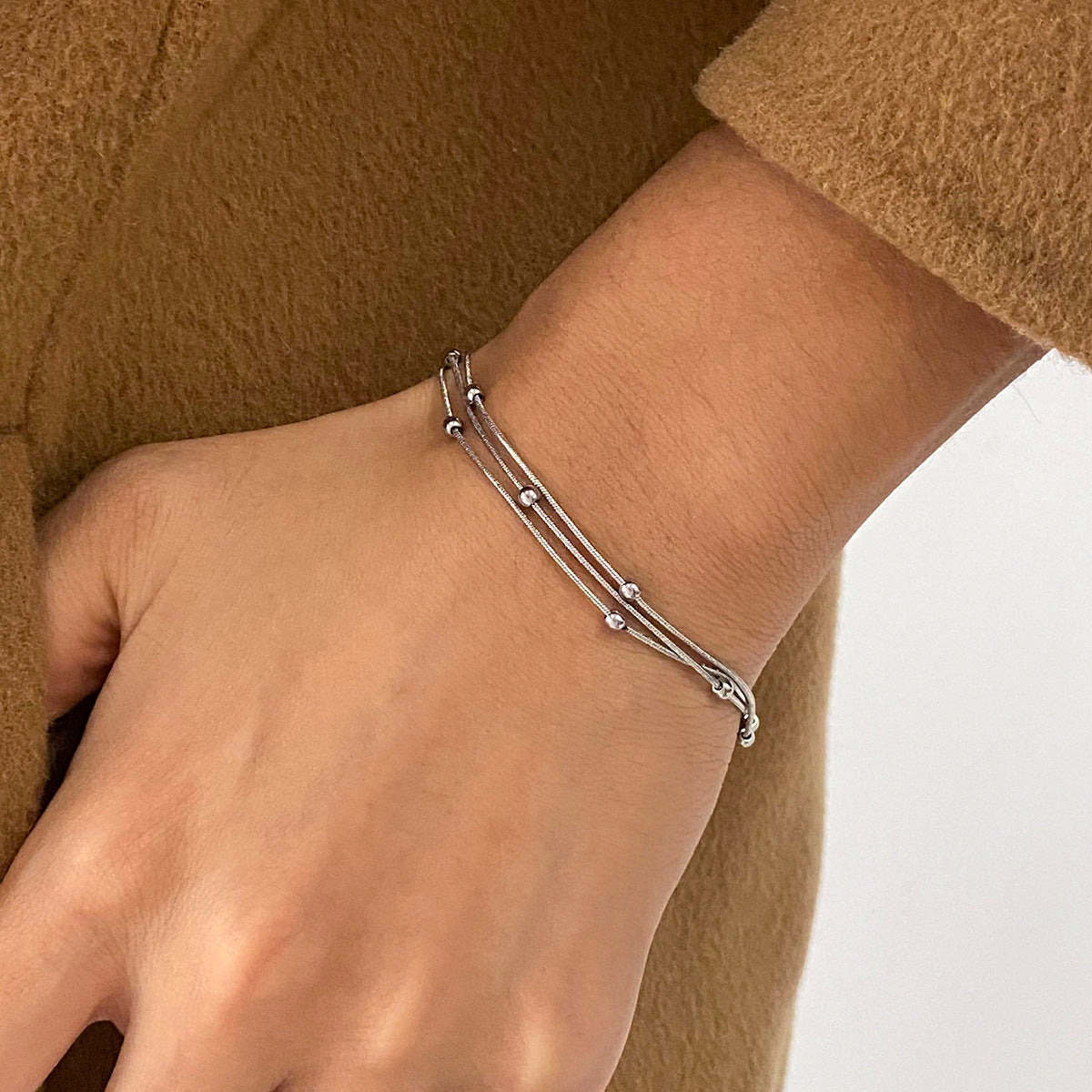 2H Stainless Steel gold Multi-layer Stacked Bracelet Jewelry bracelet