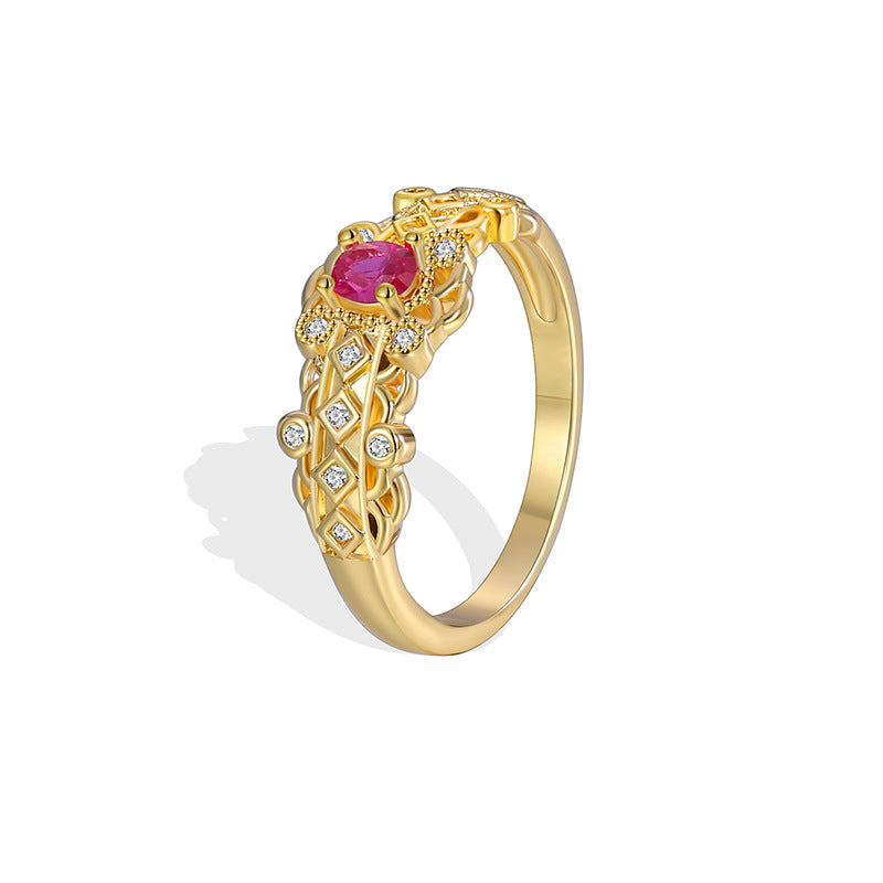 R0395 Fashionable Red Zircon Ring for Women New Romantic Unique Ring