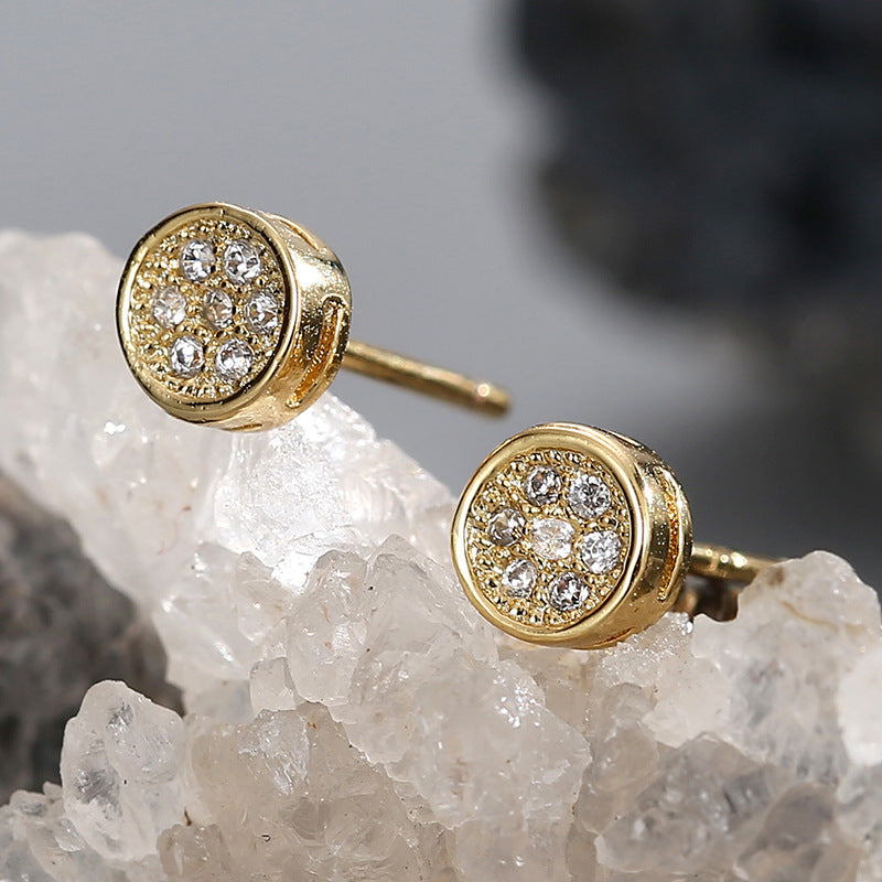 E0565 New Design Simple Style Earrings for Women gold Round Micro Pave Zircon Earrings