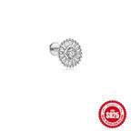 S925Sterling Silver Flat Push Piercing Zircon Earrings Fan-shaped Tassel Ear Jewelry Ear Cuff