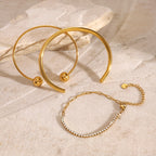 Stainless Steel Zircon Bracelet Plain Ring Bracelet Open Bracelet