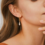 E0364 Manufacturer In Stock Simple and Elegant Water Drop Shape Zircon Ear Hooks for Women Copper Plated with Real Gold Long Style U Trendy Shaped Earrings