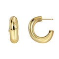 Gold-Plated Brass C-Shaped Asymmetric Hoop Earrings in a gold-tone brass finish