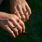 2H Rhinestone Ring Non-Fading Jewelry Women's Jewelry Stainless Steel ring