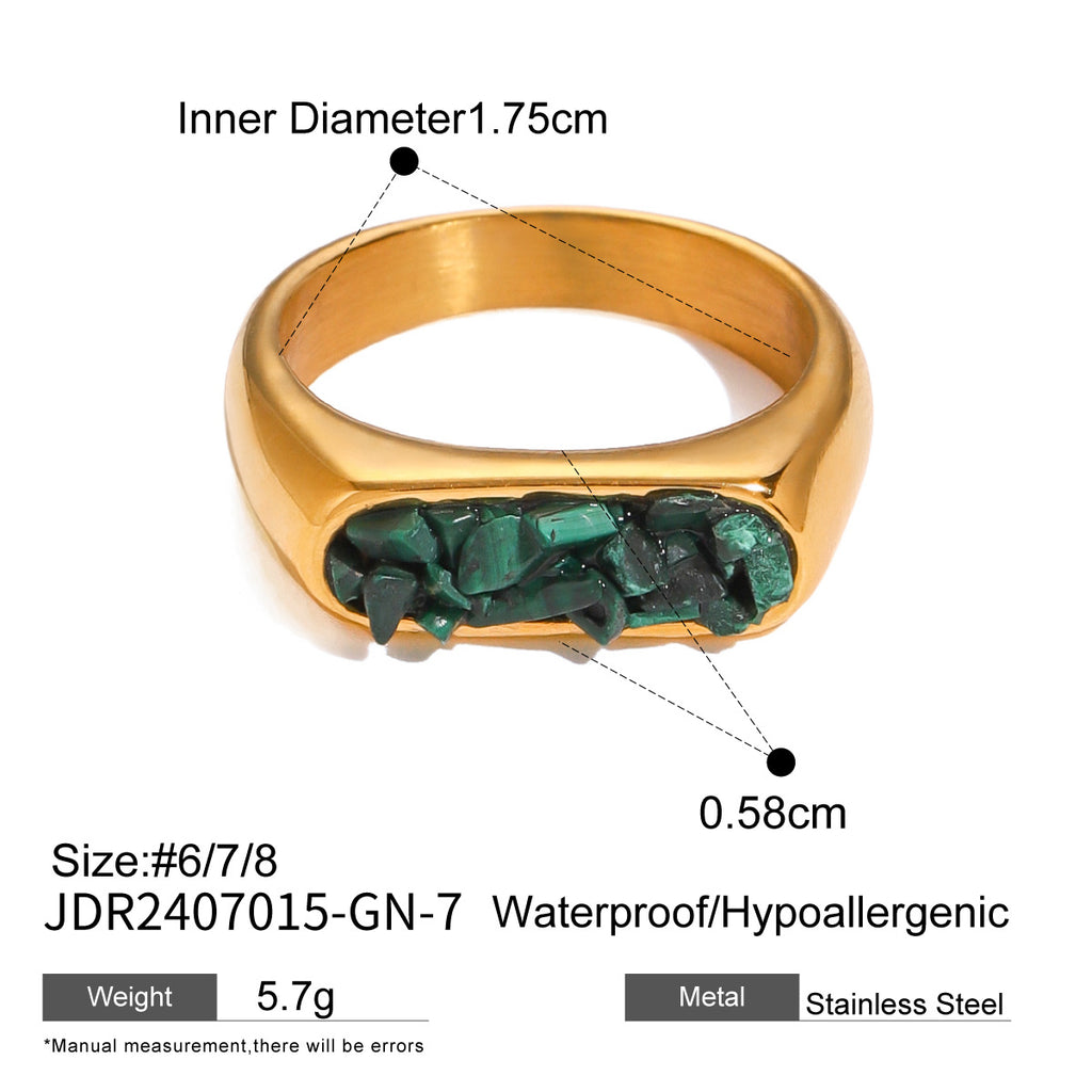 Stainless Steel Natural Stone Exaggerated Ring rings