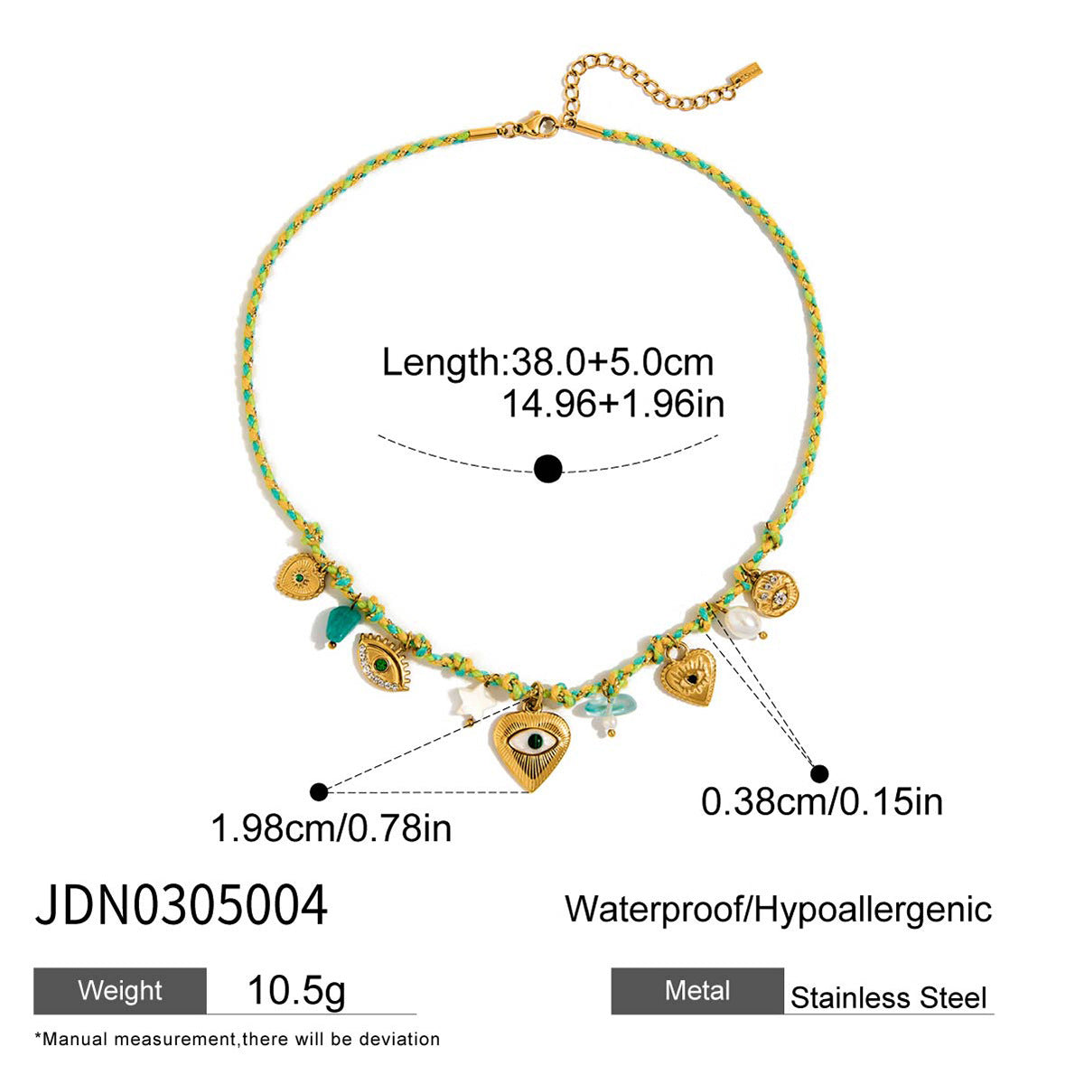 2H Stainless Steel Heart Layered Necklace Collarbone Chain Non-Fading Jewelry