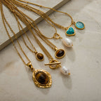 Pearl Necklace Tiger Eye Stone Collarbone Chain Non-Fading Jewelry Stainless Steel Accessories for Women