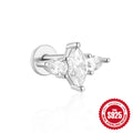 925 Sterling Silver Flat Threaded Piercing Earrings With Opal — jewelry product photo 09 — jewelry finish and design detail