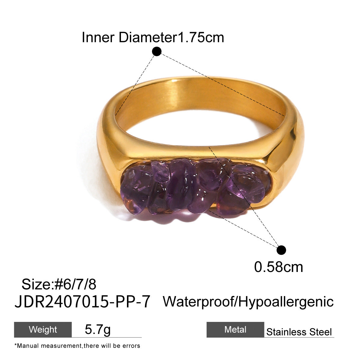 Stainless Steel Natural Stone Exaggerated Ring rings