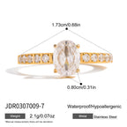 2H Zircon Ring Non-Fading Necklace Women's Finger Bracelet Stainless Steel Jewelry