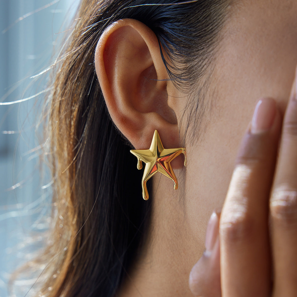 Stainless Steel Liquid Cherry Earrings Stud Earrings Jewelry for Women Non-Fading