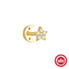 S925Sterling Silver Horse Eye Inlaid Diamond Crown Double-Sided Wearable Soft Bone Threaded Piercing Ear Bone Stud New Earrings for Women