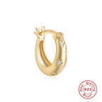 S925Pure Silver Classic Inlaid Diamond Five-Pointed Star Eight-Pointed Star Hoop Earrings Ear Clips Ear Jewelry Hot-Selling High-End Earrings