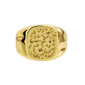 Gold-Plated Brass Asymmetric Ring with Minimalist Detail with gold-tone brass construction