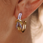 2H Original Knot Design Stainless Steel Color Block Earrings Women's Jewelry