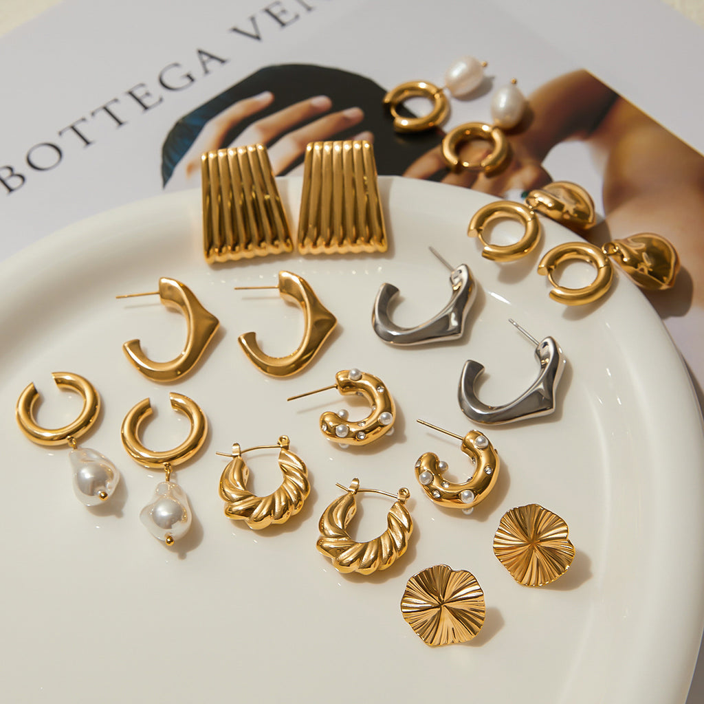 2H Stainless Steel Earrings Pearl Earrings Women's Design Accessories