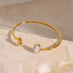 2H Stainless Steel Pearl Bracelet Open Bangle Jewelry