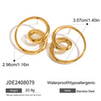 2H Stainless Steel Rotating Hollow Earrings Simple Earrings18k Golden Ear Jewelry
