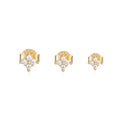 925 Sterling Silver Flower Stud Earrings Set of 3 Zirconia — collection product image 06