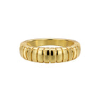 R0323 Vintage Horn Bag Texture Ring for Women, Brass Gold-Plated Simple Smooth Ring