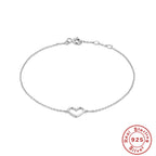 S925 Sterling Silver Diamond Heart Bracelet for Women Korean Style