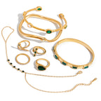 Original Green Zirconia Ring Non-Fading Jewelry Stainless Steel Bracelet Accessories