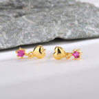 SE0025 S925Silver plating14K Cute Sweet Cool Style Earrings for Women Korean and Japanese Heart-Shaped Purple Zircon Earrings