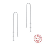 S925Sterling Silver Box Chain Tassel Triple Inlaid Diamond Ear Thread Earrings Korean Style Fashionable Earrings for Women